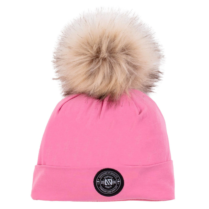 Nanö Tuque Doublée Pompon Rose 7-14ans