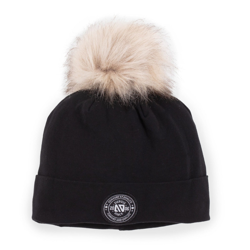 Nanö Tuque Pompon Unie Noire 7-14ans