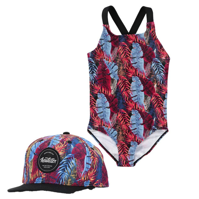 Swimsuit + cap set, 2-14 years - Tropical short