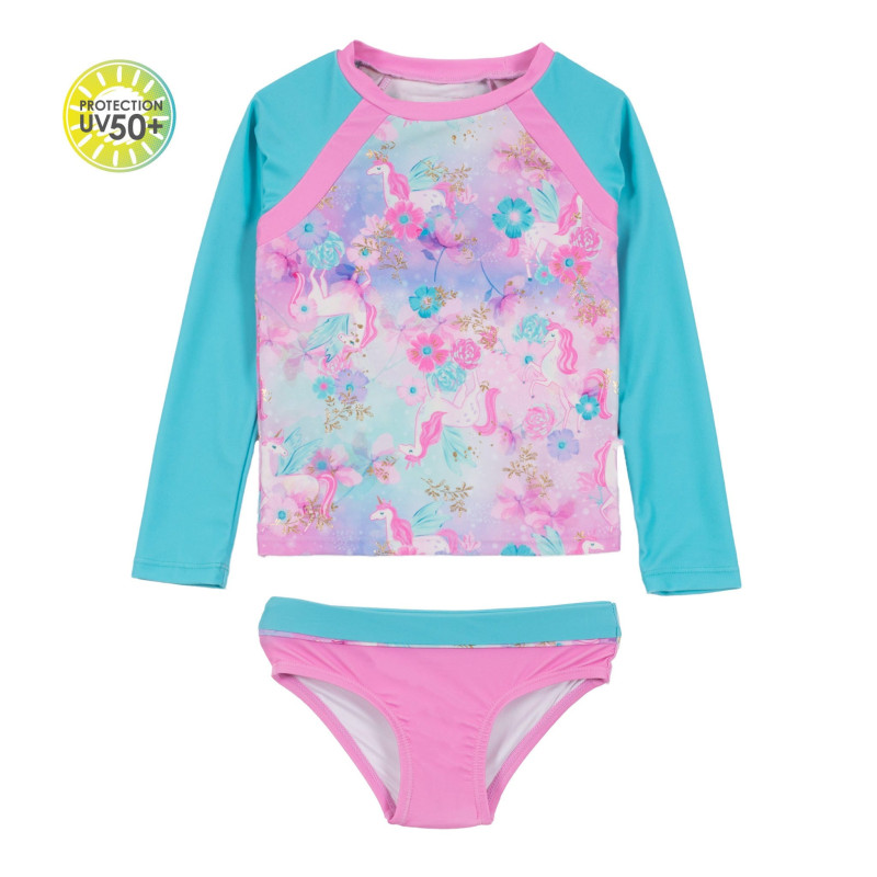 Unicorn Long Sleeve 2 Piece UV Swimsuit 7-8 years