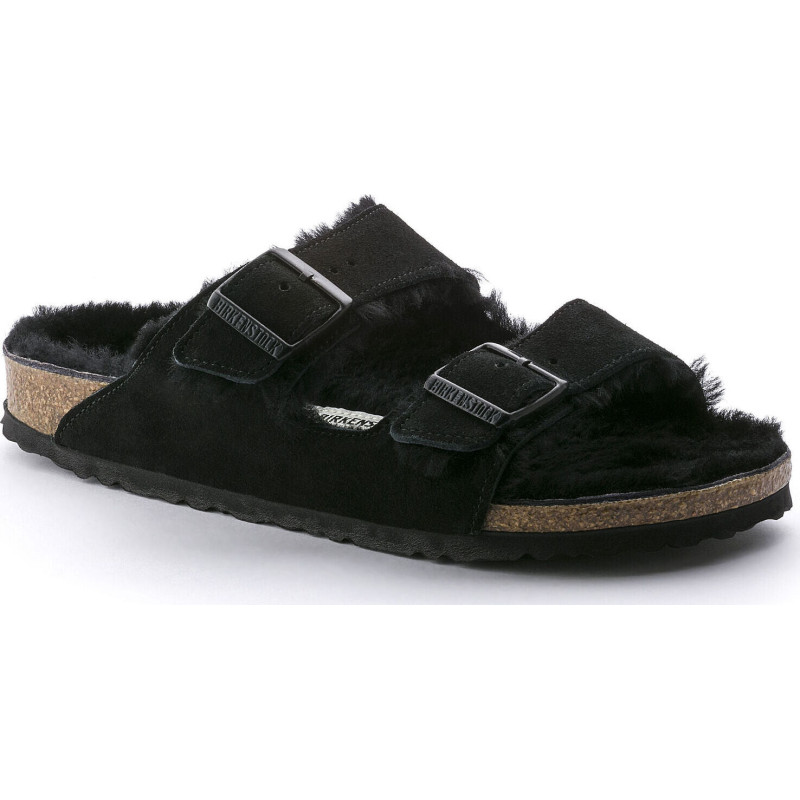 Birkenstock Sandales Arizona suède shearling [Étroite] - Femme