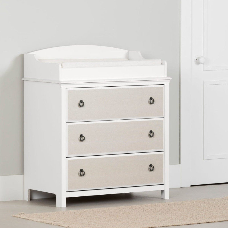 Changing unit with 3 drawers - Cotton Candy White and Beige