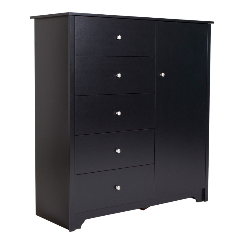 South Shore Commode à porte 5 tiroirs - Vito Noir solide