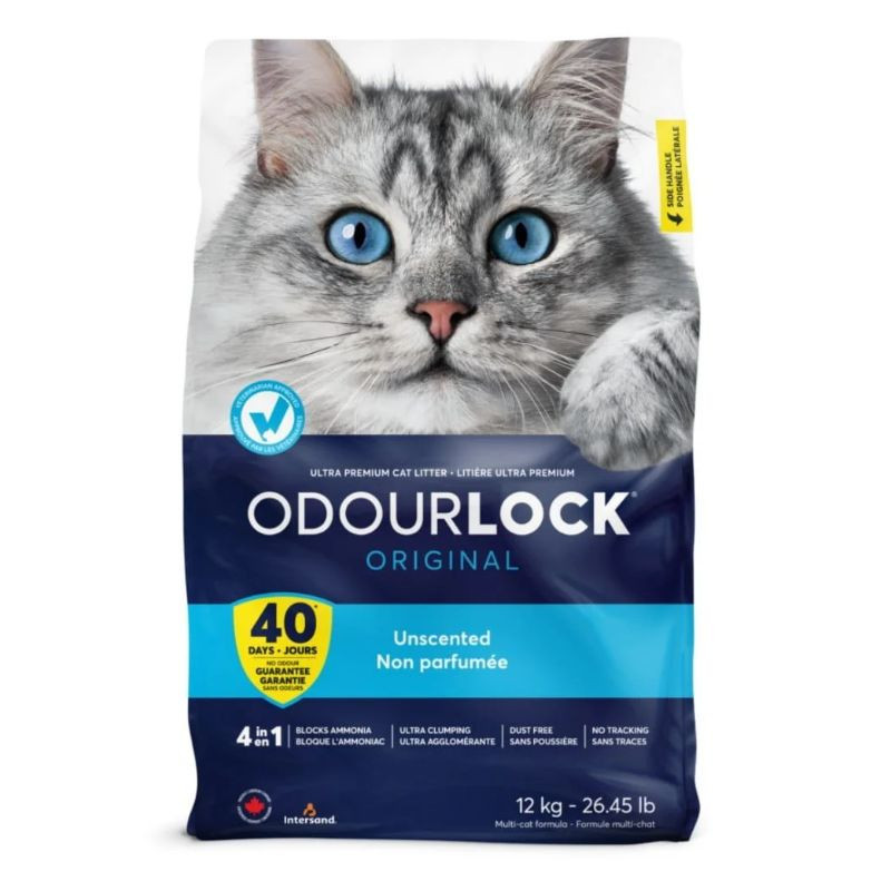 OdourLock Litière Agglomérante Ultra Premium Non Parfumé pour Chat, 12 kg – Intersand