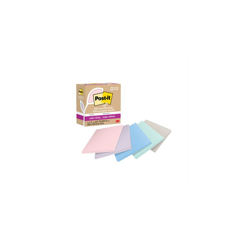 Post-it Feuillets recyclés Post-it® Super Sticky - La vie en pastel