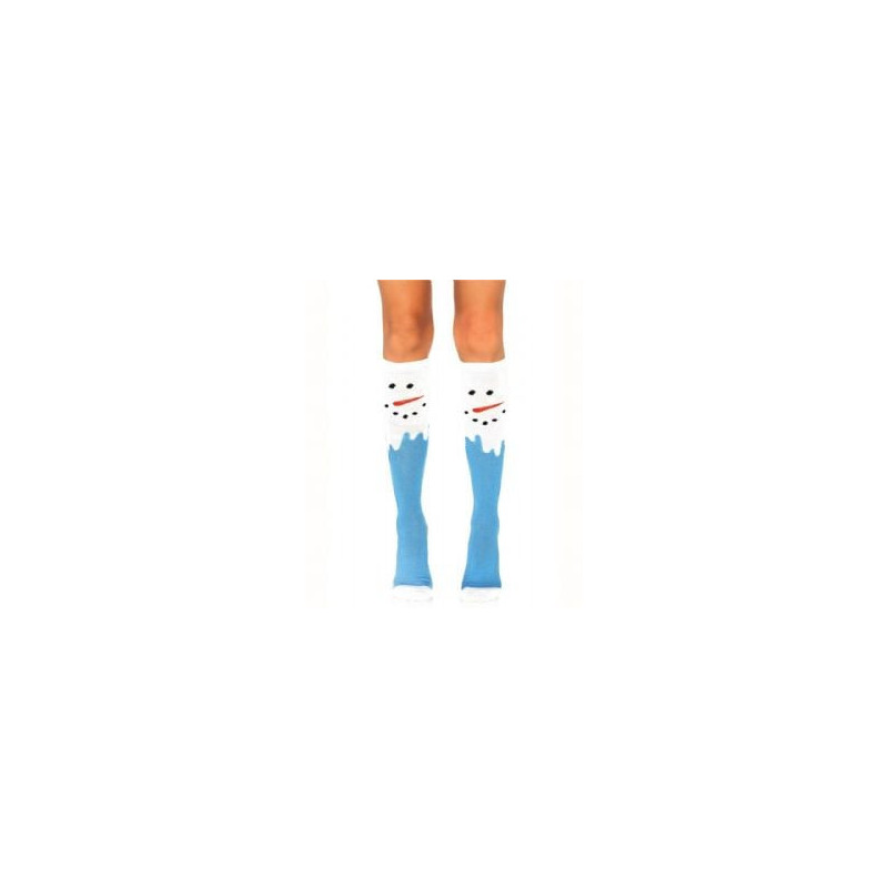 Chaussettes hauteur genou -  bonhomme de neige - taille unique