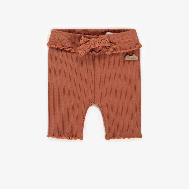 Rust short legging in irregular knit, newborn