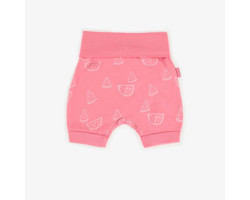 Pink evolutive shorts with watermelon in stretch jersey, baby