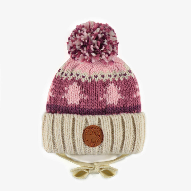 Pink patterned knit toque, baby