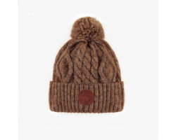 Brown knitted toque with a...