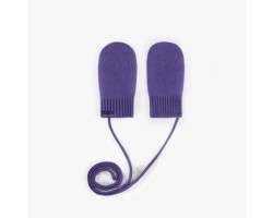 Purple knitted mittens, baby