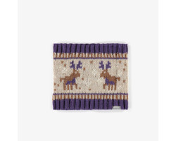 Purple neck warmer with moose pattern, baby
