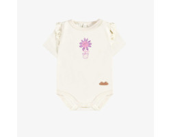 Cream bodysuit with illustration in organic cotton, newborn