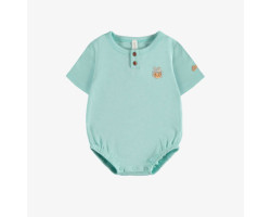 Blue bodysuit with short sleeves in waffle jersey, newborn