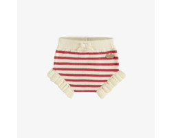 Cream and red stripes knitted short with ruffles, newborn