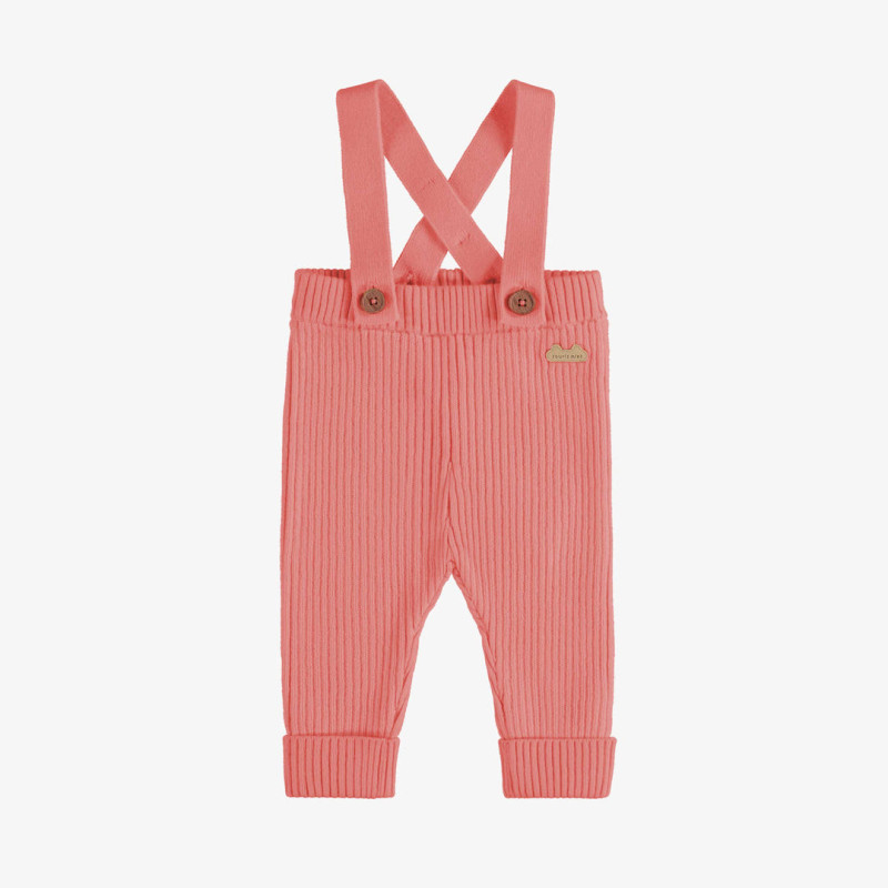 Rib knit pants with removable straps coral, newborn