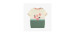 Green, cream and coral floral jacquard short sleeve knit dress, baby