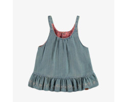 Relaxed/flared fit tunic dress with straps in light denim, baby