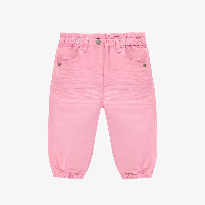 Denim pants relaxed fit in colored stretch twill candy pink, baby