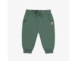 Green regular fit pants in french terry, baby
