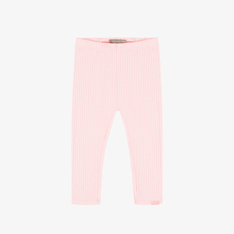 Light pink ribbed knit long legging, baby