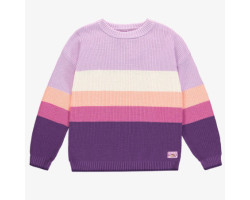 Purple, cream and peach long sleeves rib knit sweater, adult