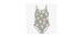 Sage green one-piece swimwear with peach large flowers, adult