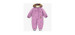 One-piece purple snowsuit with patterns and faux fur, baby
