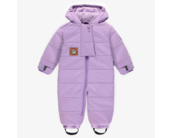 One-piece purple padded snowsuit with hood, baby