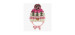 Pink and cream toque with a jacquard print and a pompon, baby