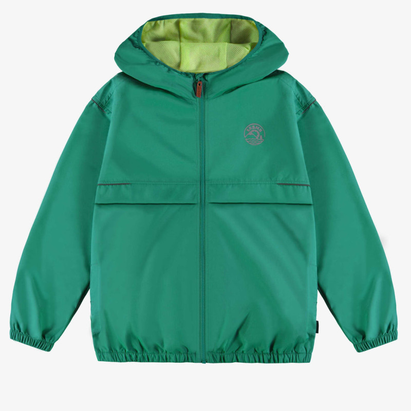 Green wind resistant hooded coat, adult