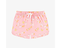 Pink pajama short with bunnies and chickens print, adult