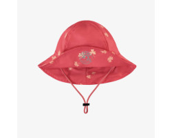 Pink rain hat with a print in polyurethane, baby
