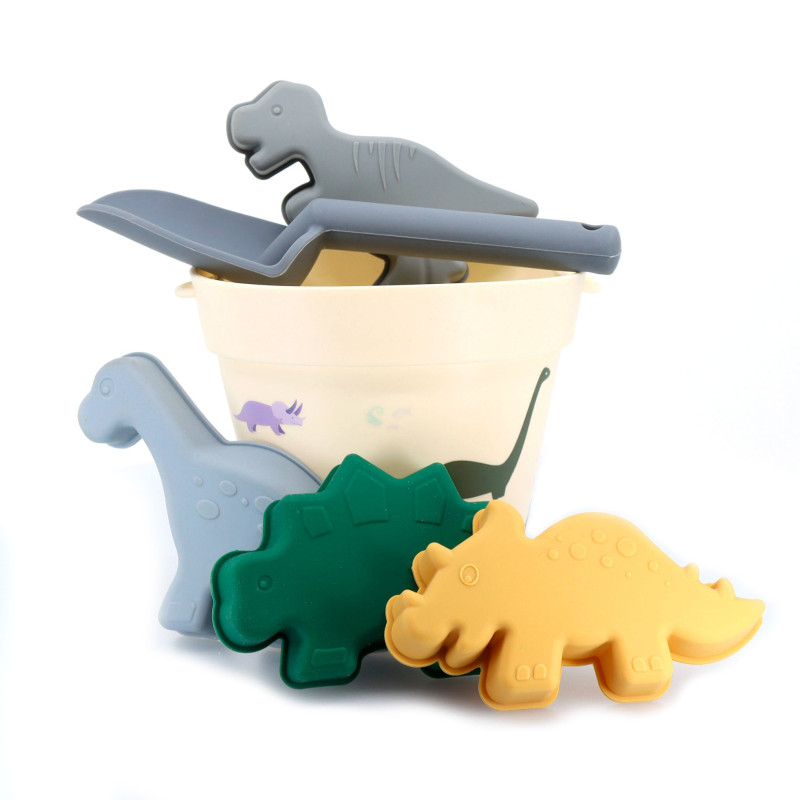 Silicone Bucket and Beach Toys Set - Dinosaurs