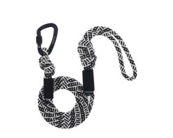 Carabiner leash in smooth black rope…