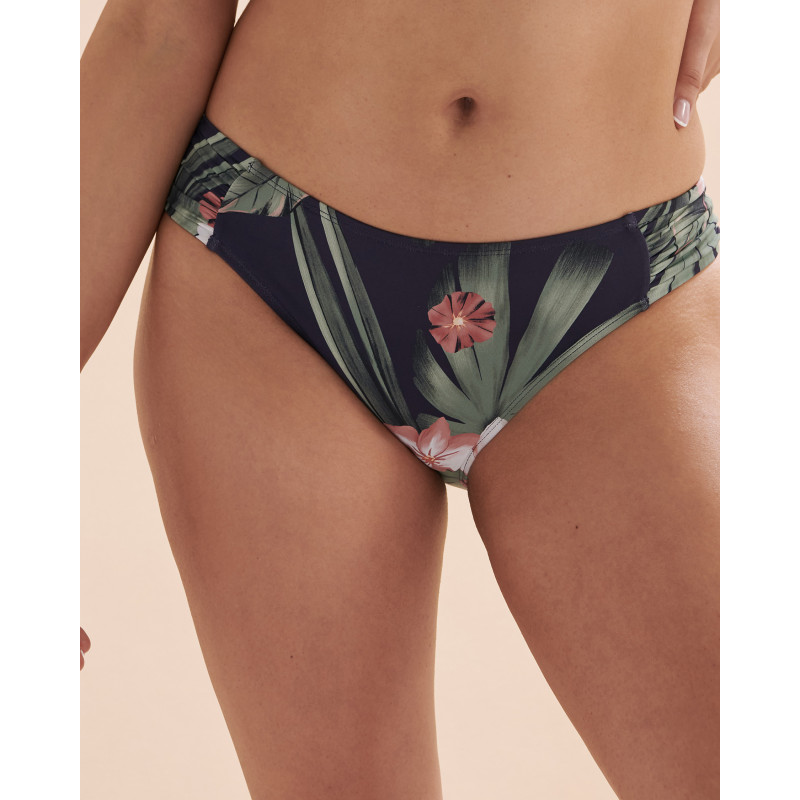 TURQUOISE COUTURE Bas de bikini côtés plissés Floral Scent