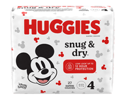 HUGGIES Snug & Dry couches pour bébés, taille 4, 27 unités