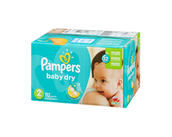 PAMPERS Couches Baby Dry, taille 2, format super, 112 unités