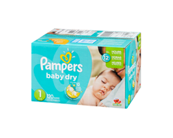 PAMPERS Couches Baby Dry, taille 1, format super, 120 unités