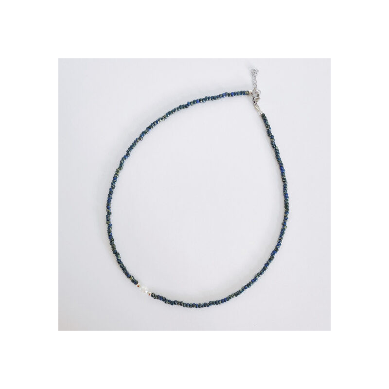 Collier de perles unies Bleu