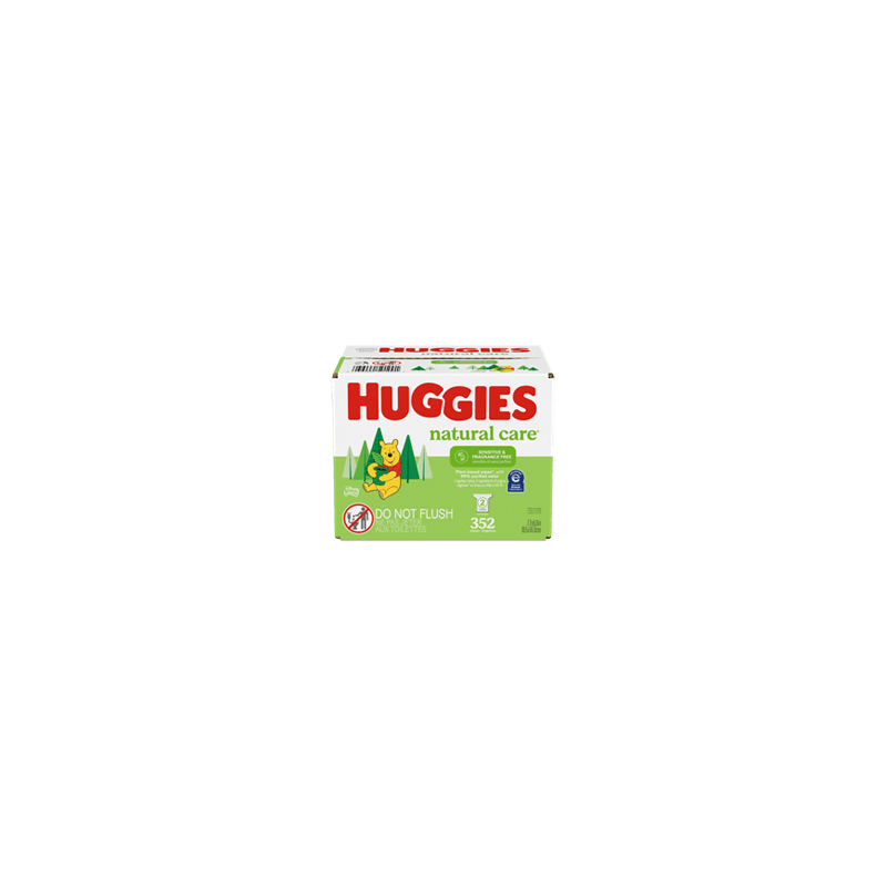 HUGGIES Natural Care lingettes pour bébés pour peau sensible, non parfumées, 352 unités