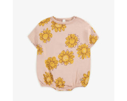 Pink flowery one-piece in french terry, newborn