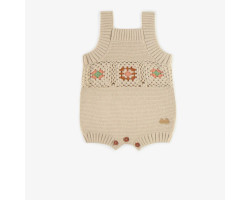 Cream patterned one-piece in crochet, newborn