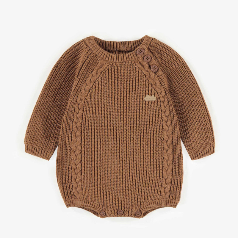 Puffy brown one-piece in knit, newborn