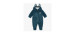 Teal one-piece with integrated feet in faux fur, newborn