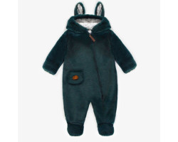 Emerald one-piece with integrated feet in faux fur, newborn