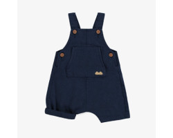 Navy loose short overall in linen and cotton newborn