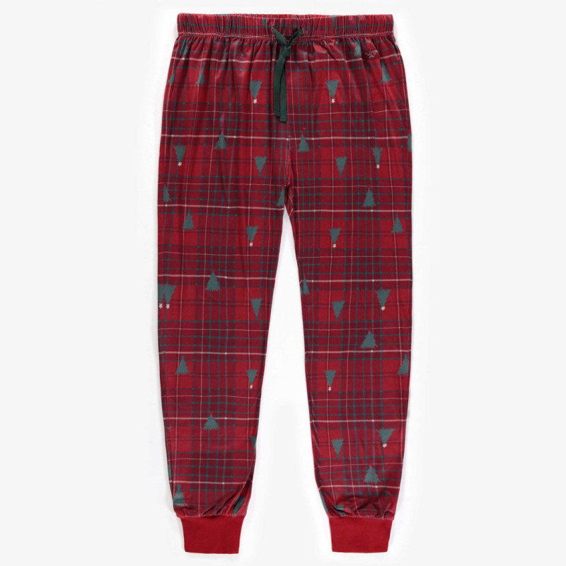 Brushed polyester holiday red patterned pajamas pants, adult