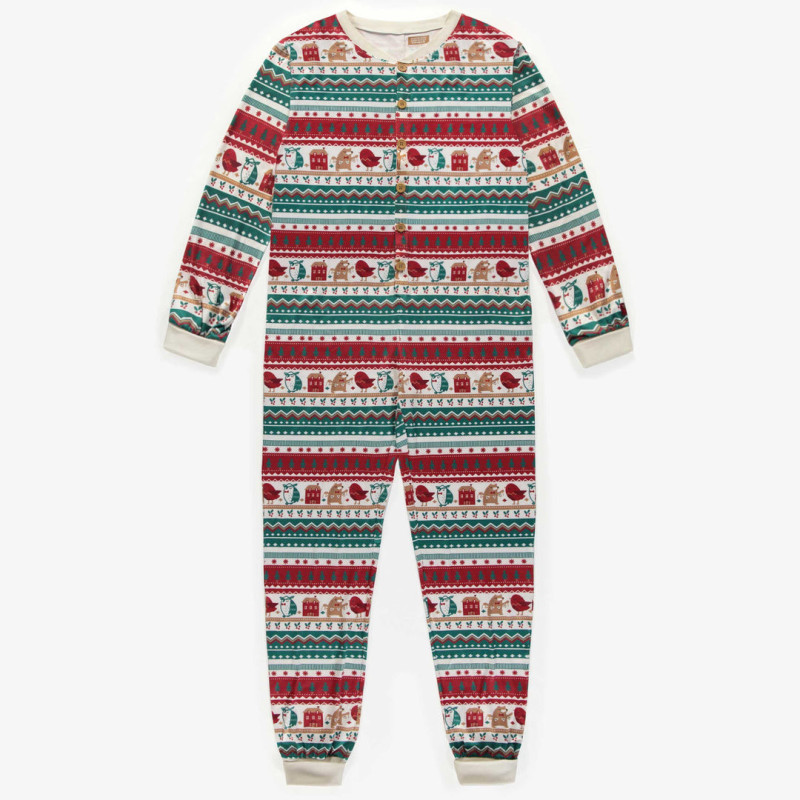 Red patterned one-piece Holidays pajamas, adult