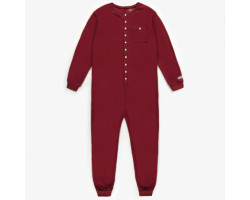 Red one-piece Holidays pajamas in ribbed knit, adult